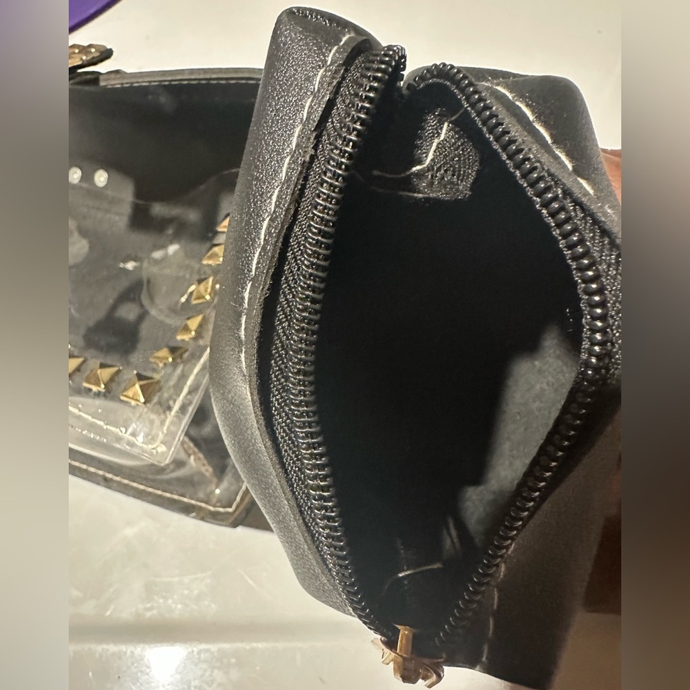 2 in 1 Black Studded Mini Crossbody clear with insert - Picture 8 of 8
